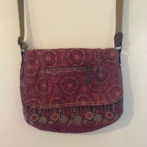Canvas relic purse with adjustable strap Euc